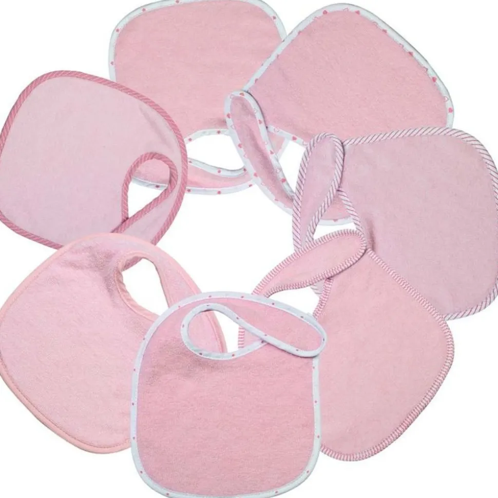 Lot de 7 bavoirs naissance - rose