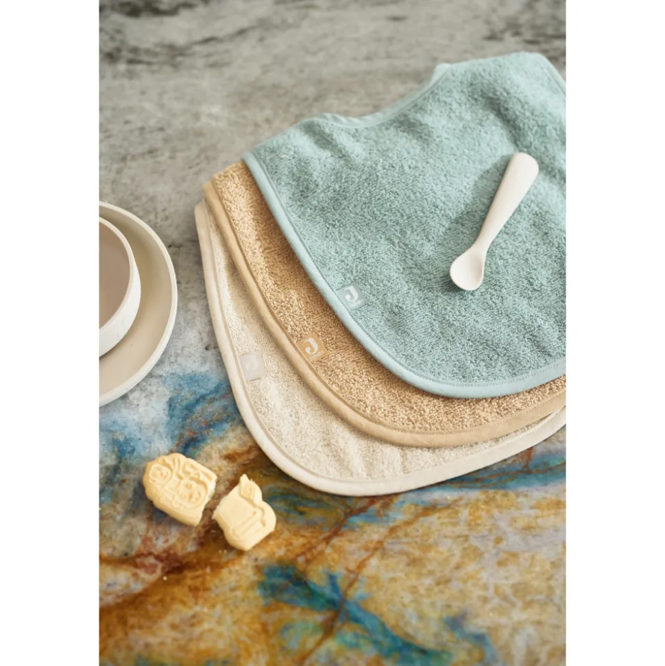 Lot de 3 bavoirs éponge sea green, nougat et biscuit