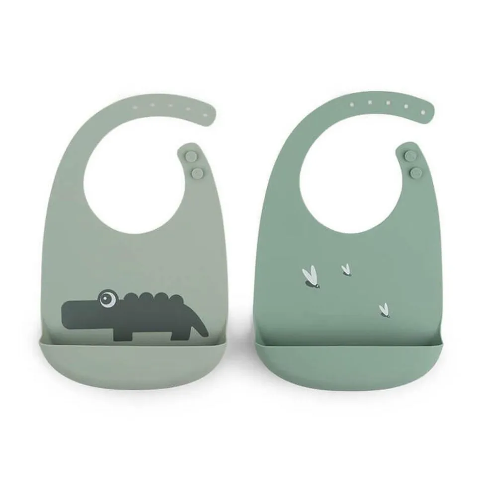 Lot de 2 bavoirs récupérateurs croco vert