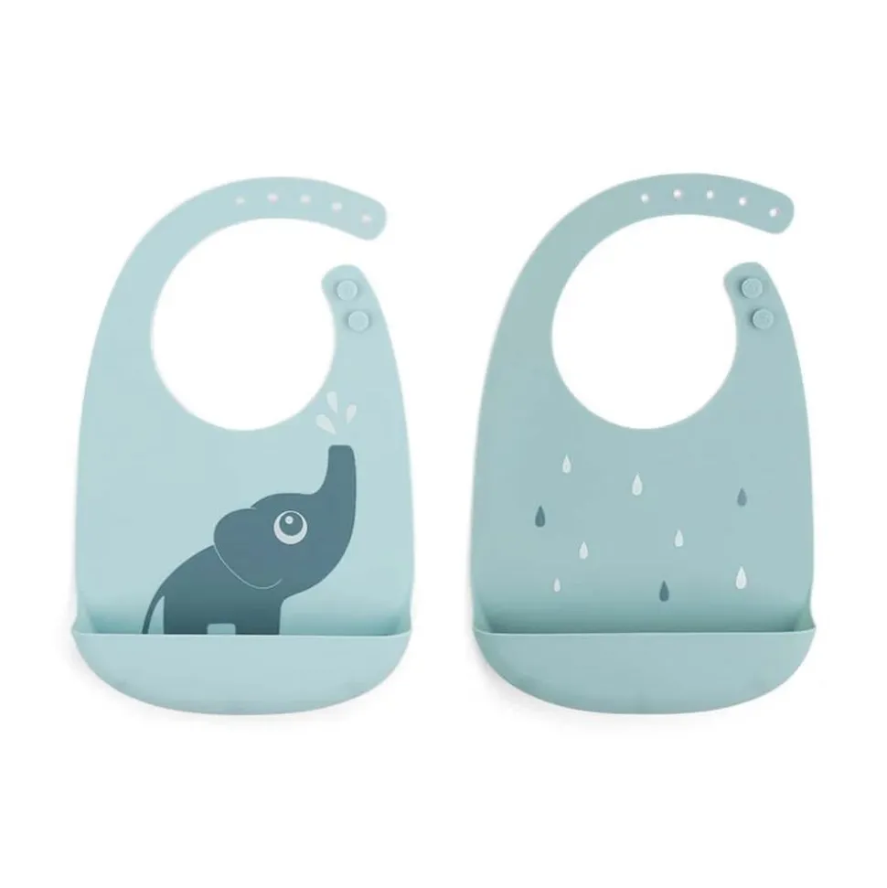Lot de 2 bavoirs récupérateurs elphee bleu