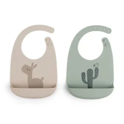 Lot de 2 bavoirs récupérateurs lalee sable/vert