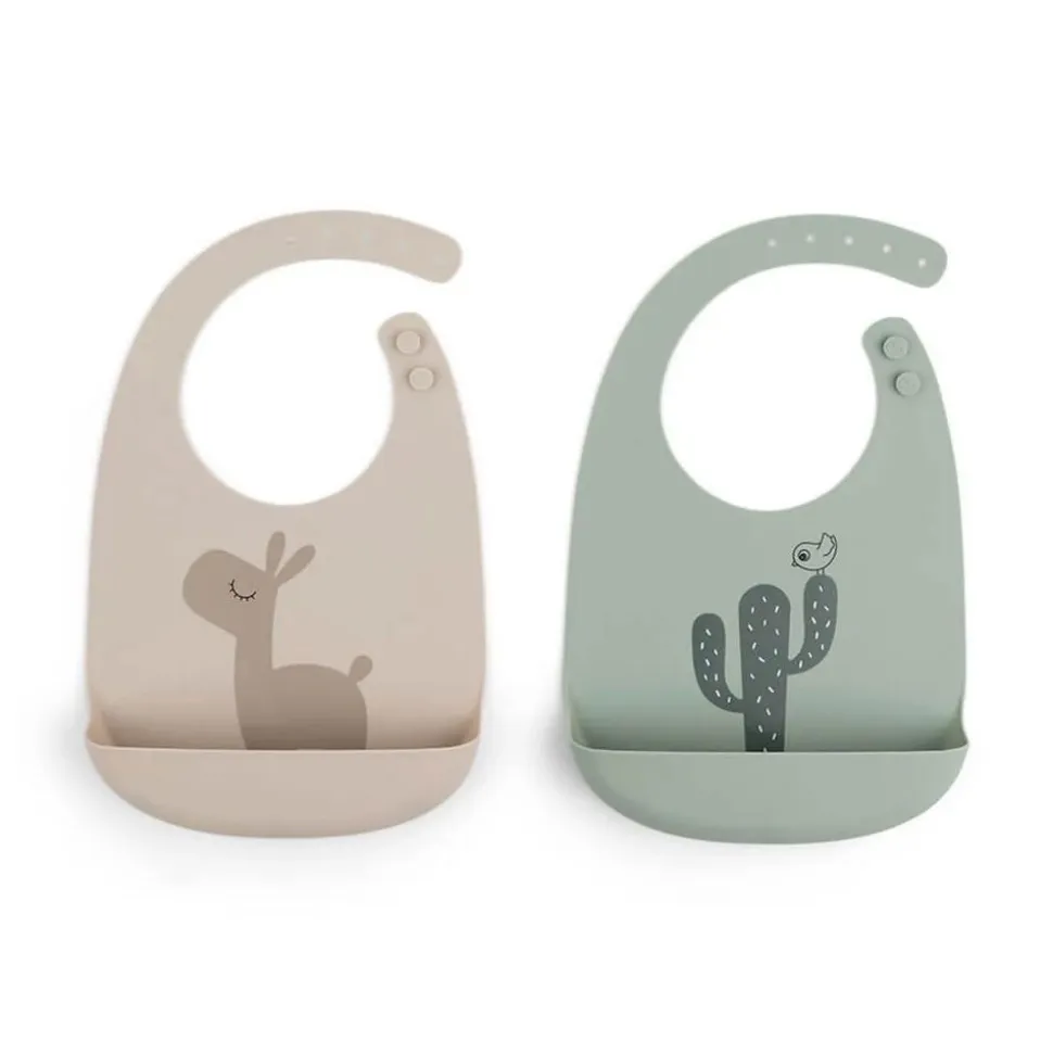 Lot de 2 bavoirs récupérateurs lalee sable/vert