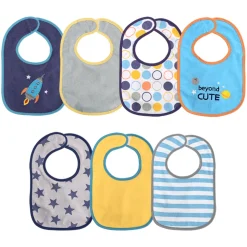 Lot de 7 bavoirs velcro bleu