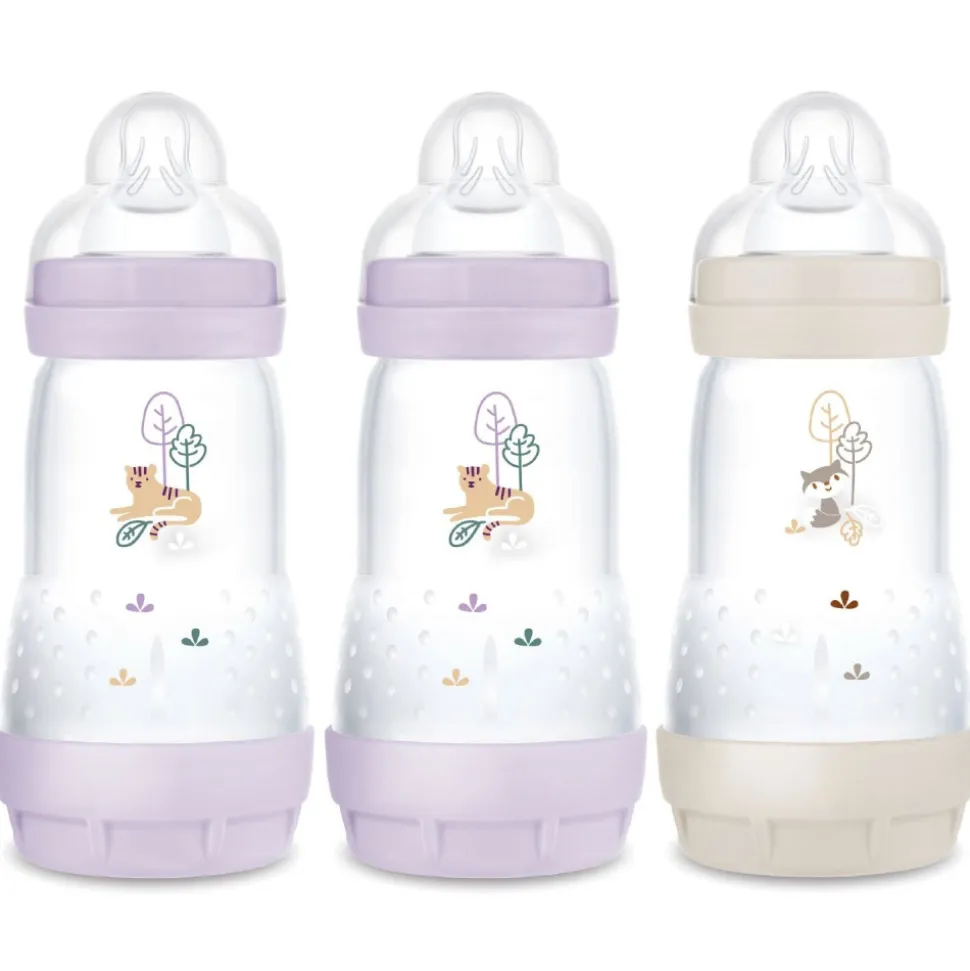 Lot de 3 biberons anti-colique 260 ml lilas, nature et sable