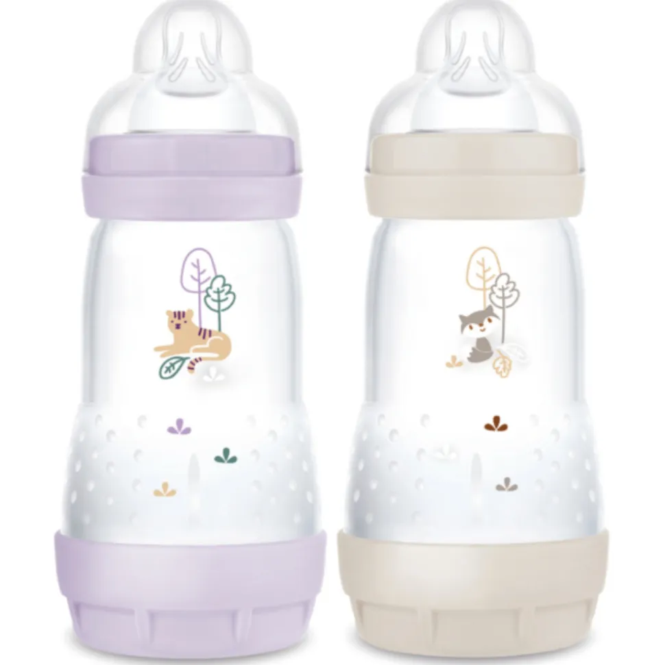 Lot de 2 biberons anti-colique 260 ml lilas et sable