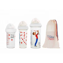 Lot de 3 biberons papa et bébé by soledad