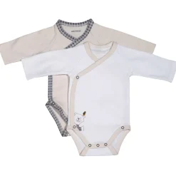 Lot de 2 bodies blanc et beige naissance timouki