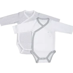 Lot de 2 bodies blanc et gris 1 mois céleste