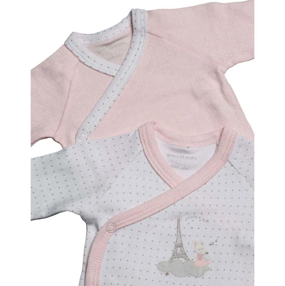 Lot de 2 bodies blanc et rose 1 mois lilibelle