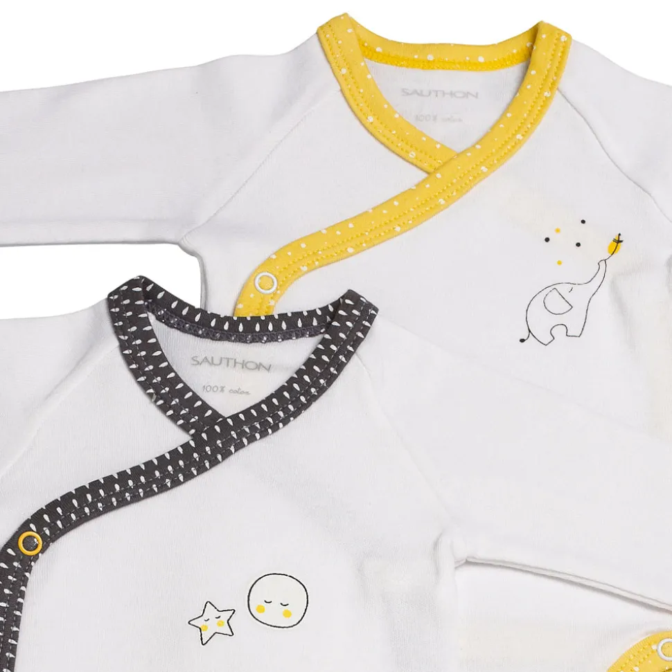 Lot de 2 bodies gris/jaune naissance babyfan