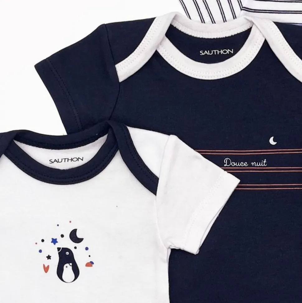 Lot de 3 bodies manches courtes 3 mois baby sailor