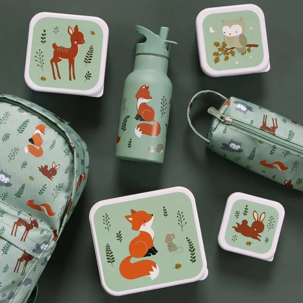 Lot de 4 boîtes à goûter amis de la forêt vert