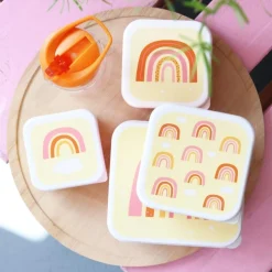 Lot de 4 boîtes à goûter arc en ciel