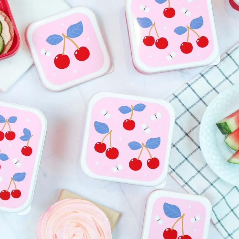 Lot de 4 boîtes à goûter cerises