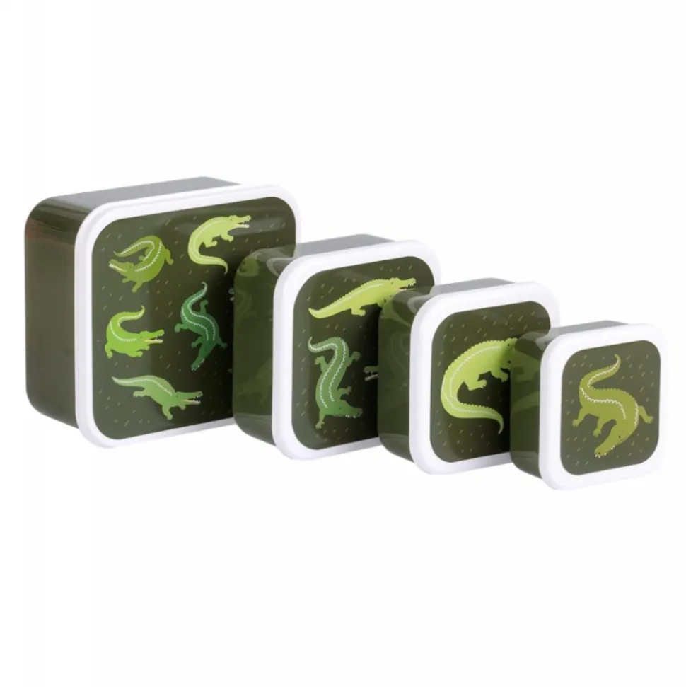 Lot de 4 boîtes à goûter crocodiles