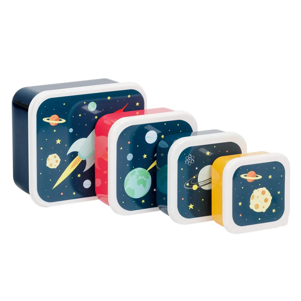 Lot de 4 boîtes à goûter espace