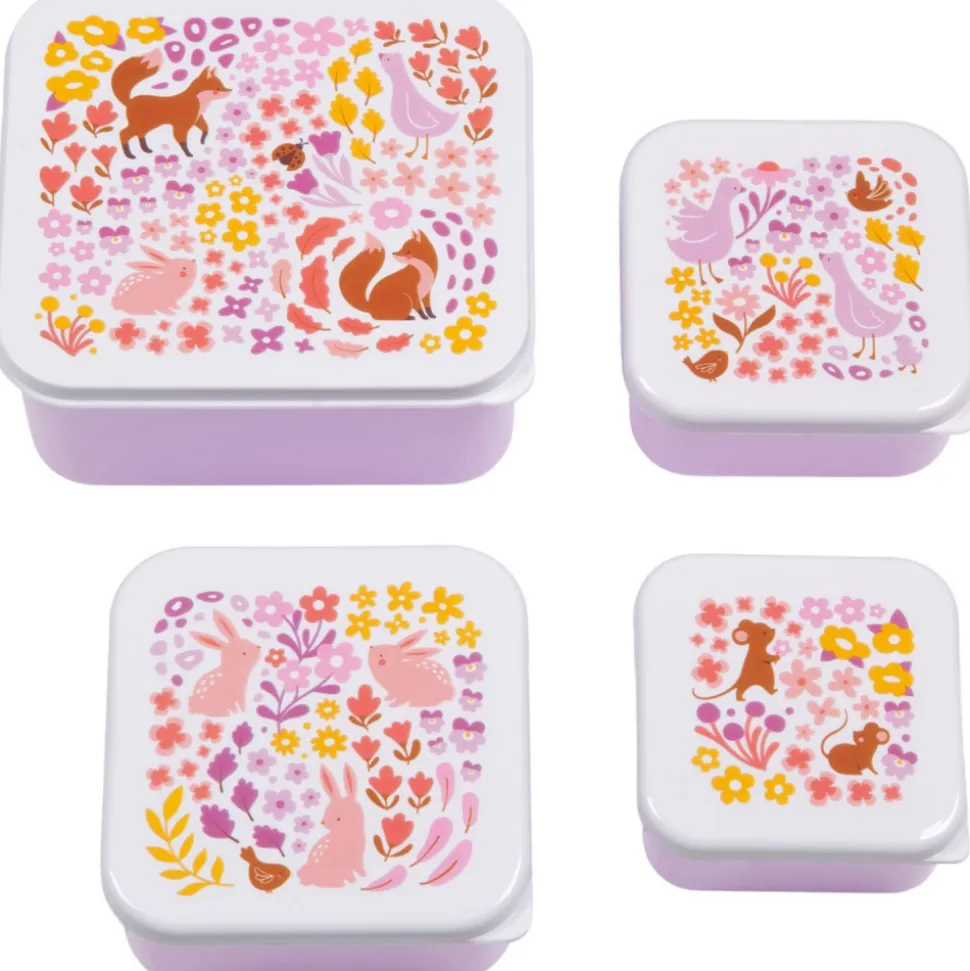 Lot de 4 boîtes à goûter fleurs du jardin