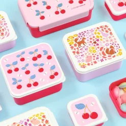 Lot de 4 boîtes à goûter fleurs du jardin
