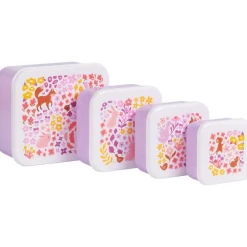 Lot de 4 boîtes à goûter fleurs du jardin