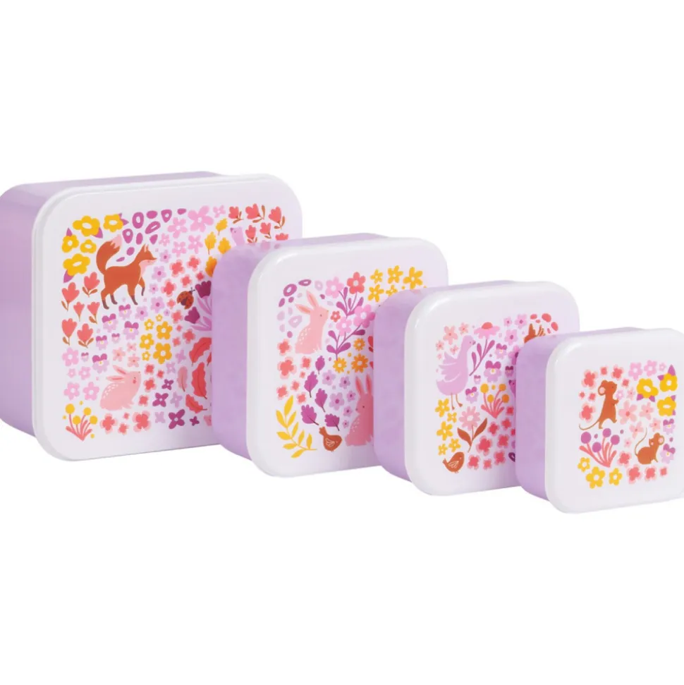 Lot de 4 boîtes à goûter fleurs du jardin