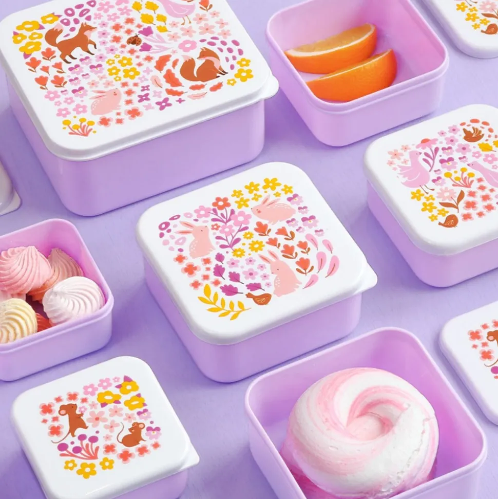 Lot de 4 boîtes à goûter fleurs du jardin