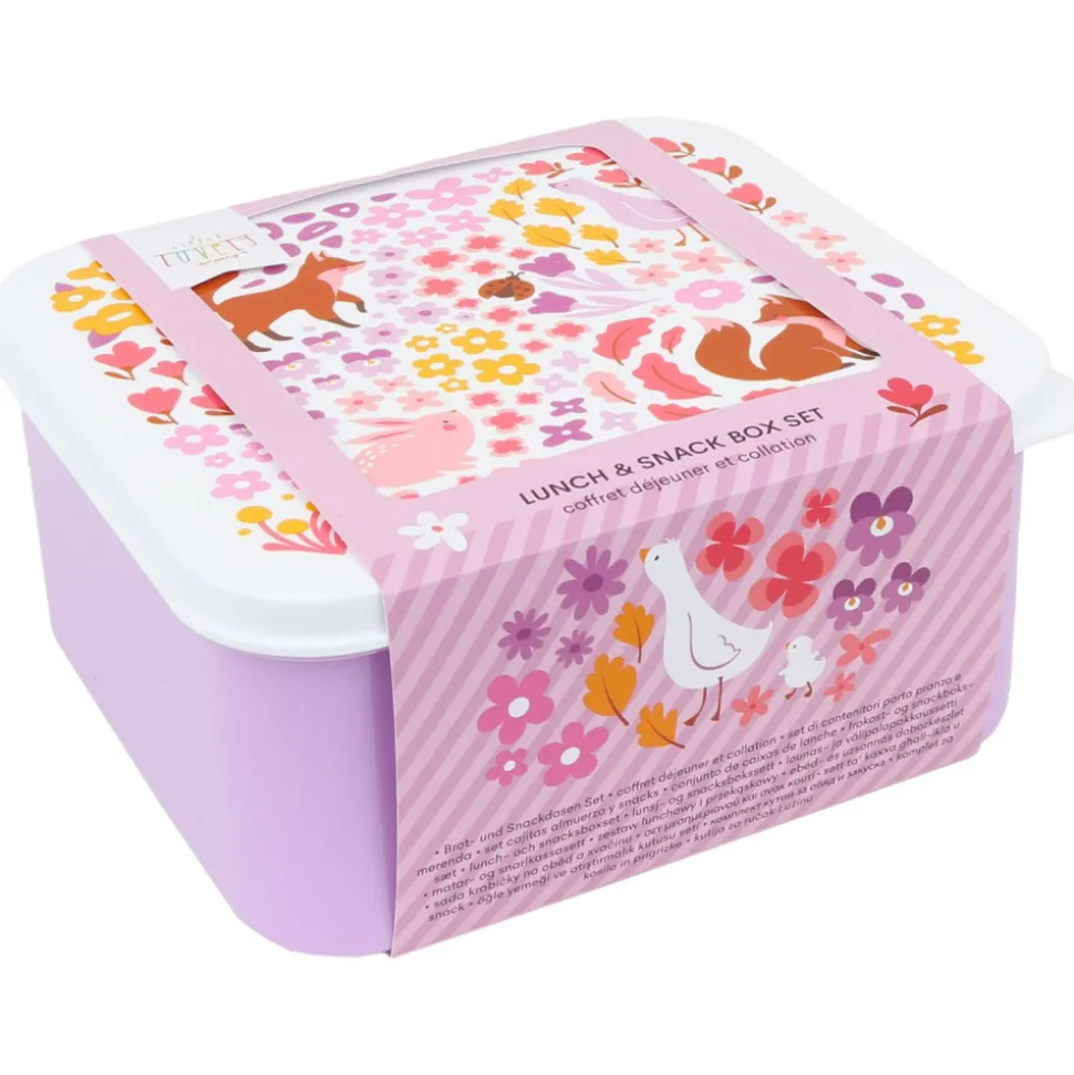 Lot de 4 boîtes à goûter fleurs du jardin