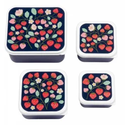 Lot de 4 boîtes à goûter fraises