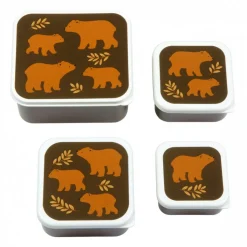 Lot de 4 boîtes à goûter ours