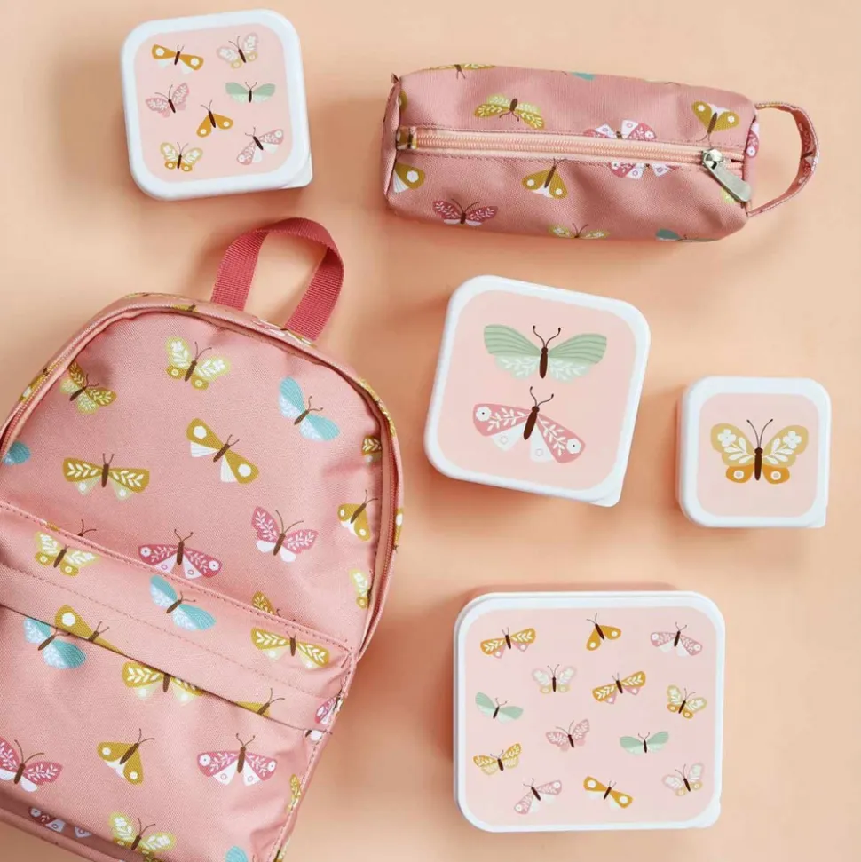 Lot de 4 boîtes à goûter papillons