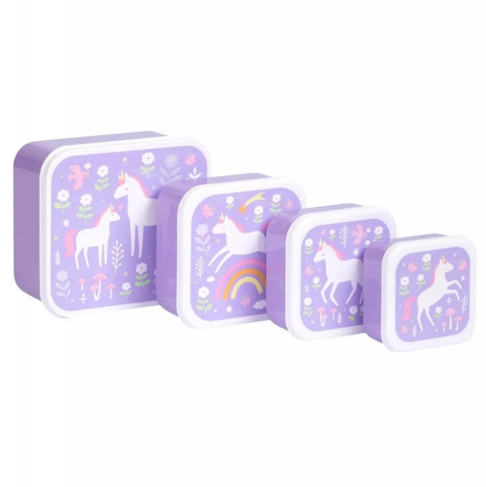 Lot de 4 boîtes à goûter rêves de licorne