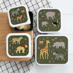 Lot de 4 boîtes à goûter savane