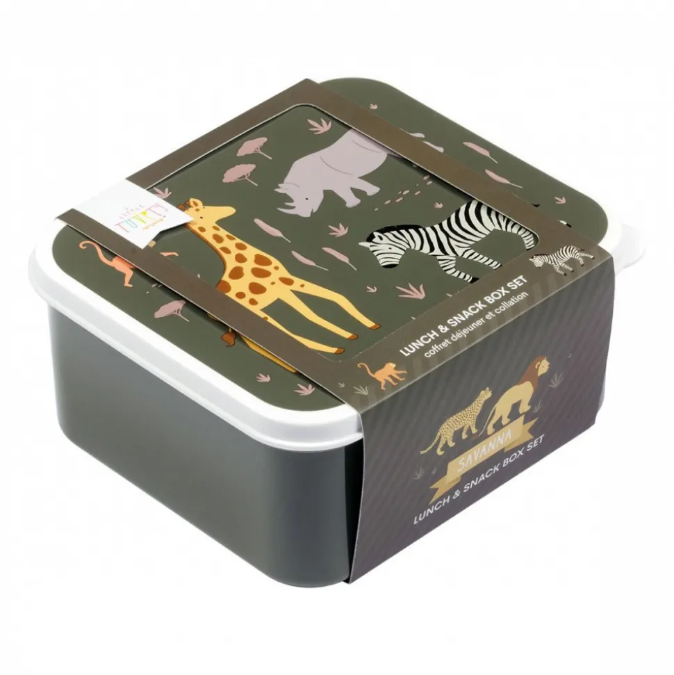 Lot de 4 boîtes à goûter savane