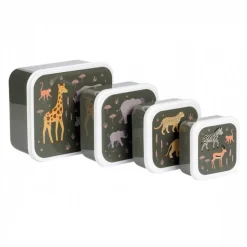 Lot de 4 boîtes à goûter savane