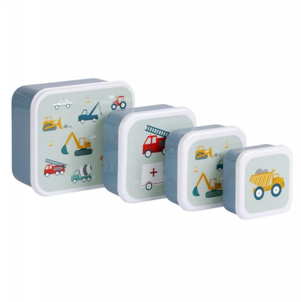 Lot de 4 boîtes à goûter véhicules