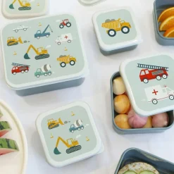 Lot de 4 boîtes à goûter véhicules