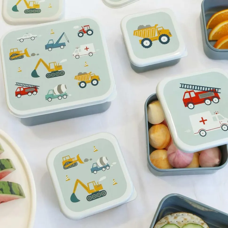 Lot de 4 boîtes à goûter véhicules