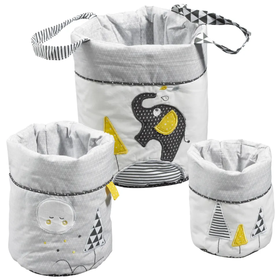 Lot de 3 corbeilles gigogne tissu babyfan