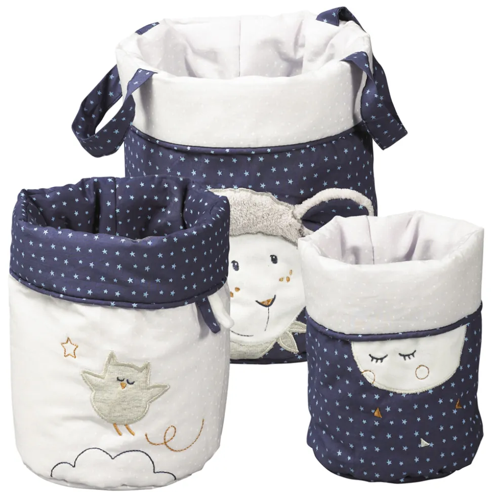 Lot de 3 corbeilles gigogne tissu merlin