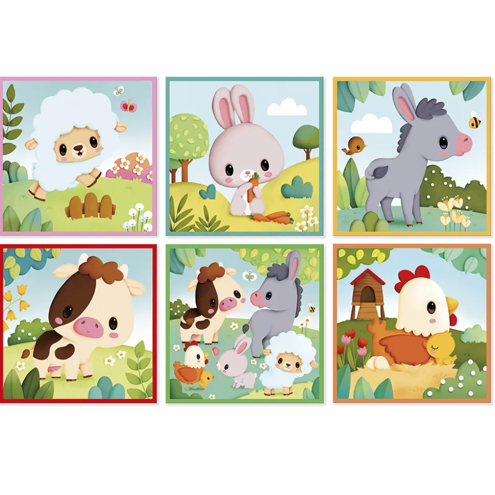 Lot de 9 cubes animaux de la ferme