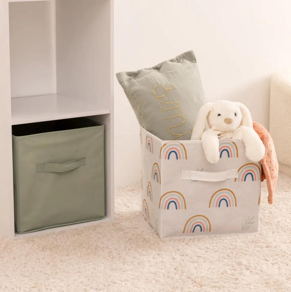 Lot de 2 cubes de rangement arc-en-ciel vert
