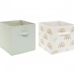 Lot de 2 cubes de rangement arc-en-ciel vert