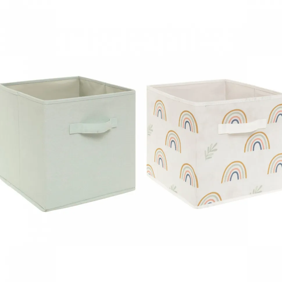Lot de 2 cubes de rangement arc-en-ciel vert