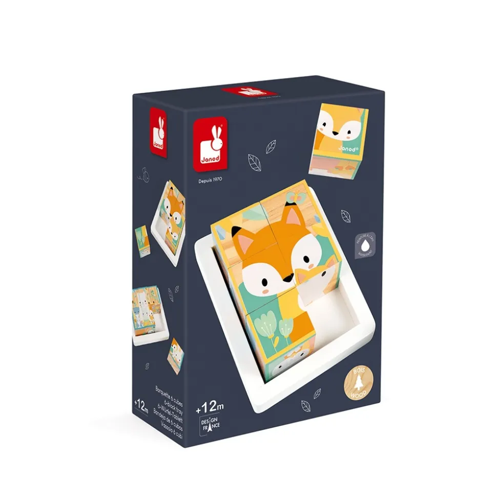 Lot de 6 cubes en bois pure