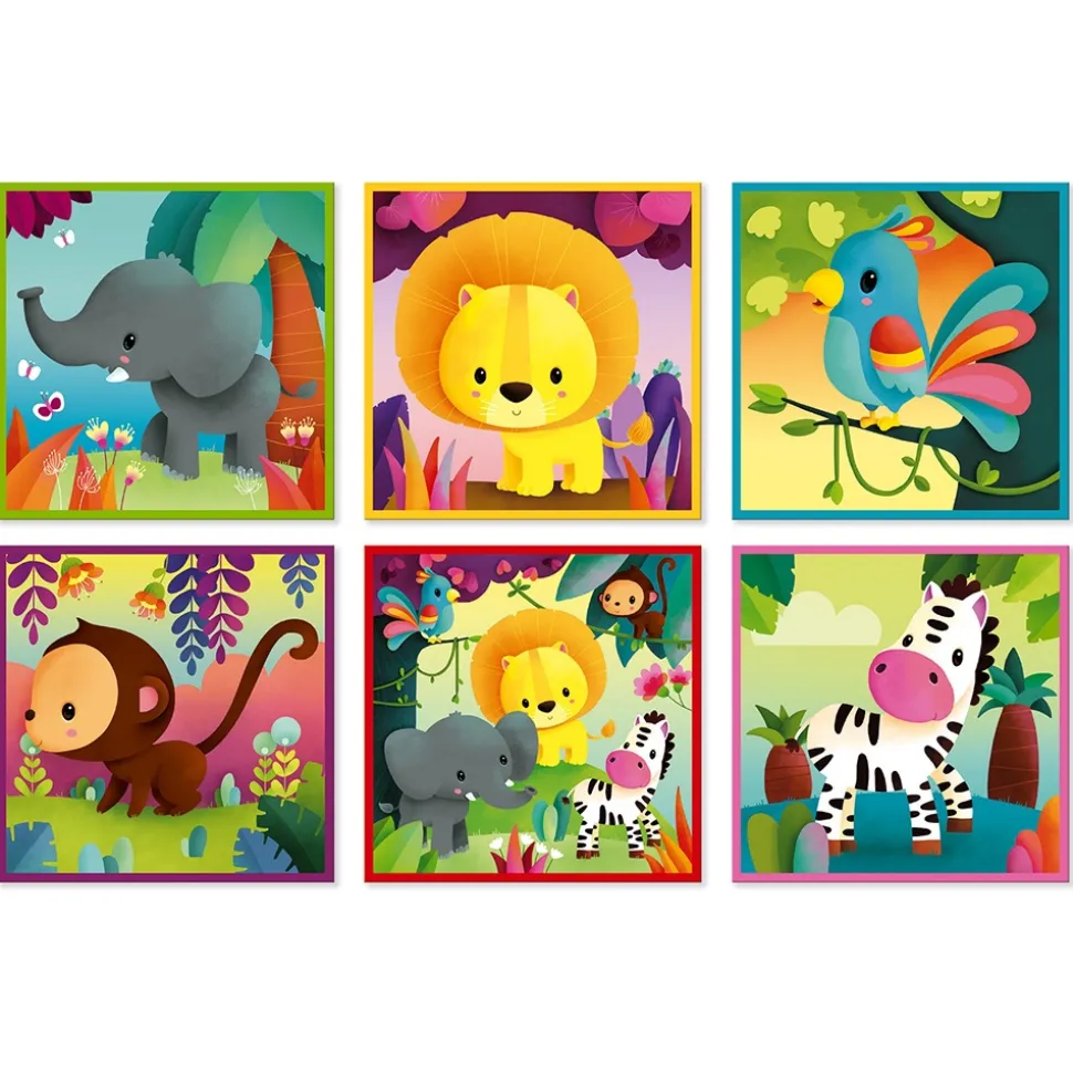 Lot de 9 cubes en carton animaux de la jungle