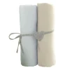 Lot de 2 draps housse blanc / écru 60x120 cm