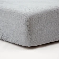 Lot de 2 draps housse double gaze 60 x 120 cm - ecru / gris