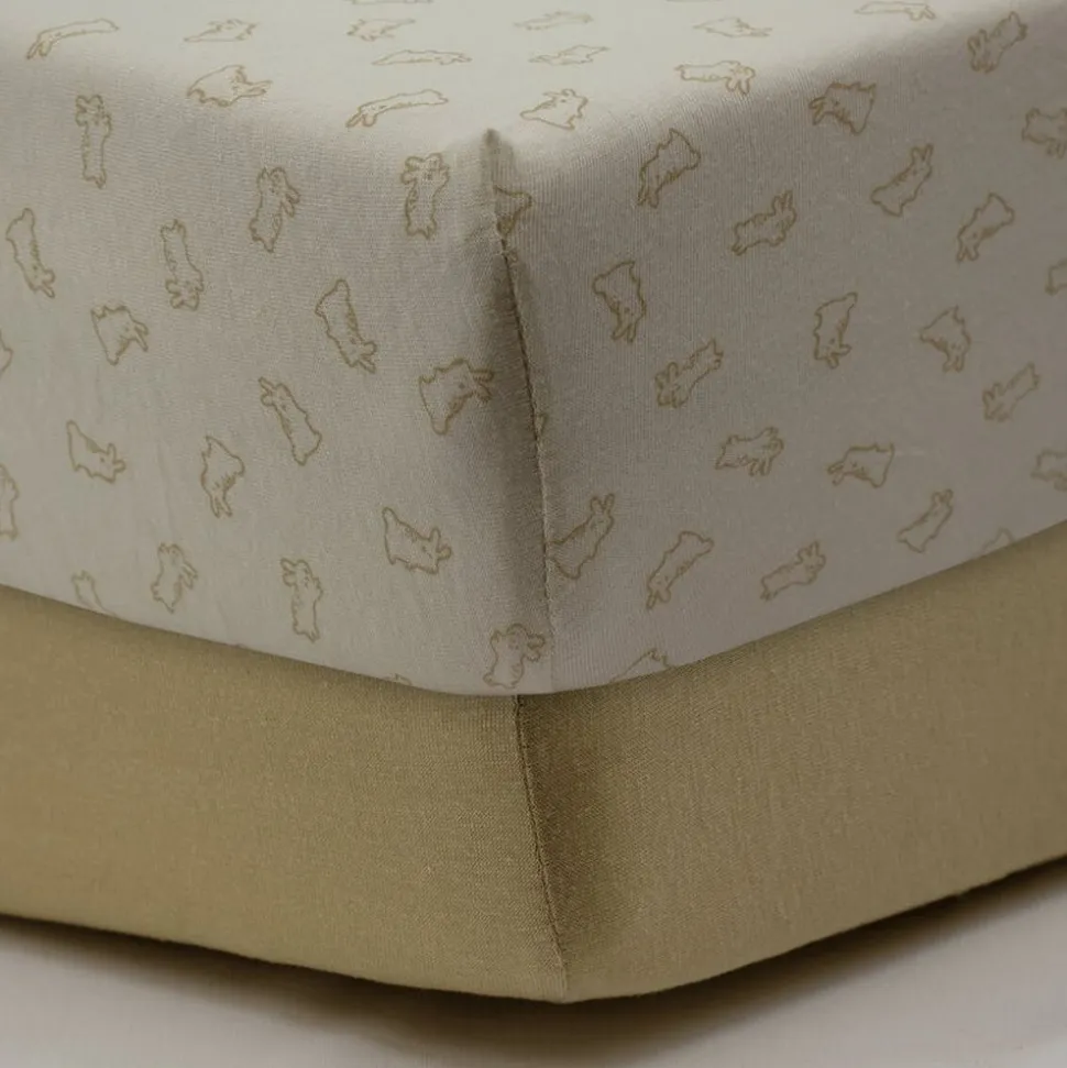 Lot de 2 draps housse jersey bio greenland - blé