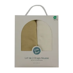Lot de 2 draps housse jersey 70 x 140 cm - ecru / blé