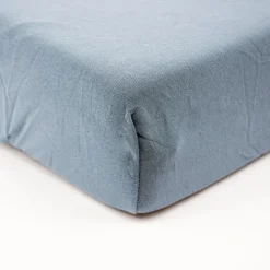 Lot de 2 draps housse jersey 70 x 140 cm - ecru / bleu orage