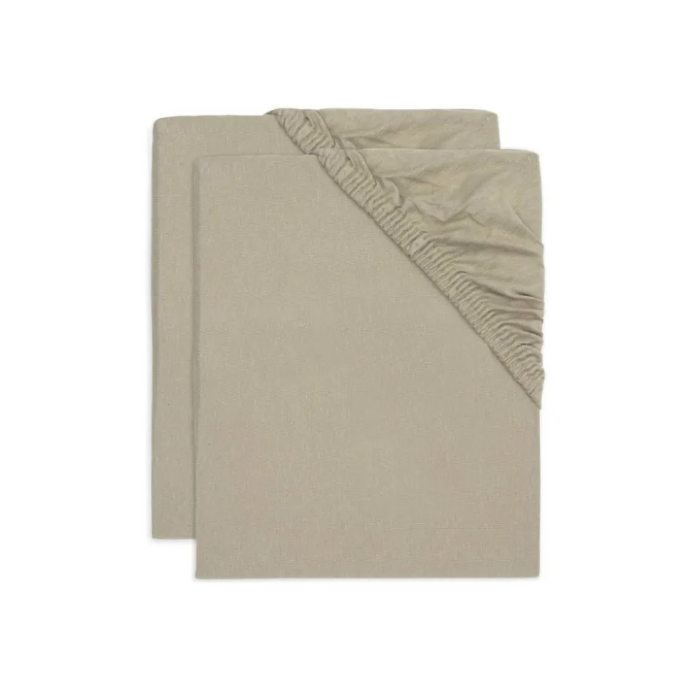 Lot de 2 draps housses jersey 60 x 120 cm olive